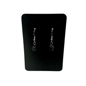 Black & Silver Dangle Earrings With Marbled Beads